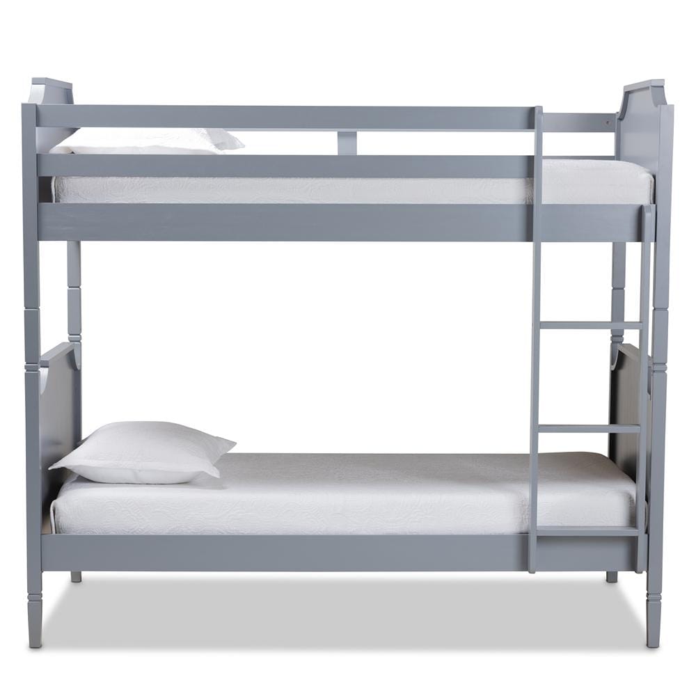 Baxton Studios bunk bed Baxton Studio Mariana Traditional Transitional Grey finished Wood twin Size  Bunk Bed