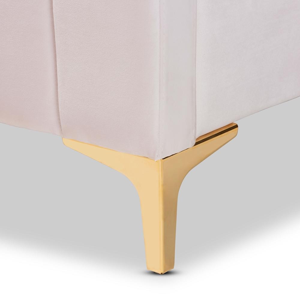 Baxton Studios Bed Baxton Studio Nami Modern Contemporary Glam and Luxe Light Pink Velvet Fabric Upholstered and Gold Finished King Size Platform Bed