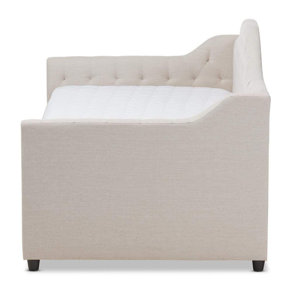 Baxton Studios Daybed Light Grey Baxton Studio Perry Modern and Contemporary Light Beige Fabric Daybed with Trundle