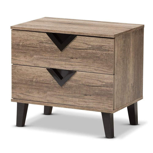 The Bedroom Emporium Baxton Studio Swanson Modern and Contemporary Light Brown Wood 2-Drawer Nightstand