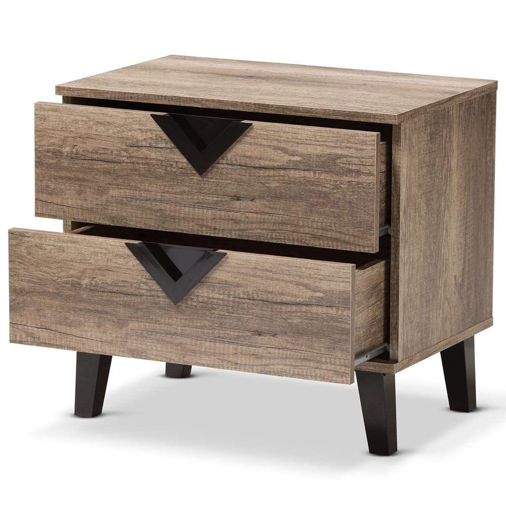 The Bedroom Emporium Baxton Studio Swanson Modern and Contemporary Light Brown Wood 2-Drawer Nightstand