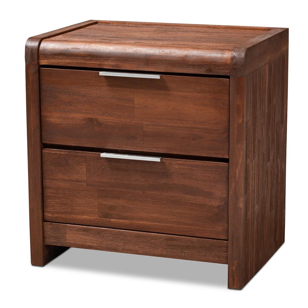 Baxton Studios Night Stand Baxton Studio Torres Modern and Contemporary Brown Oak Finished 2-Drawer Wood Nightstand
