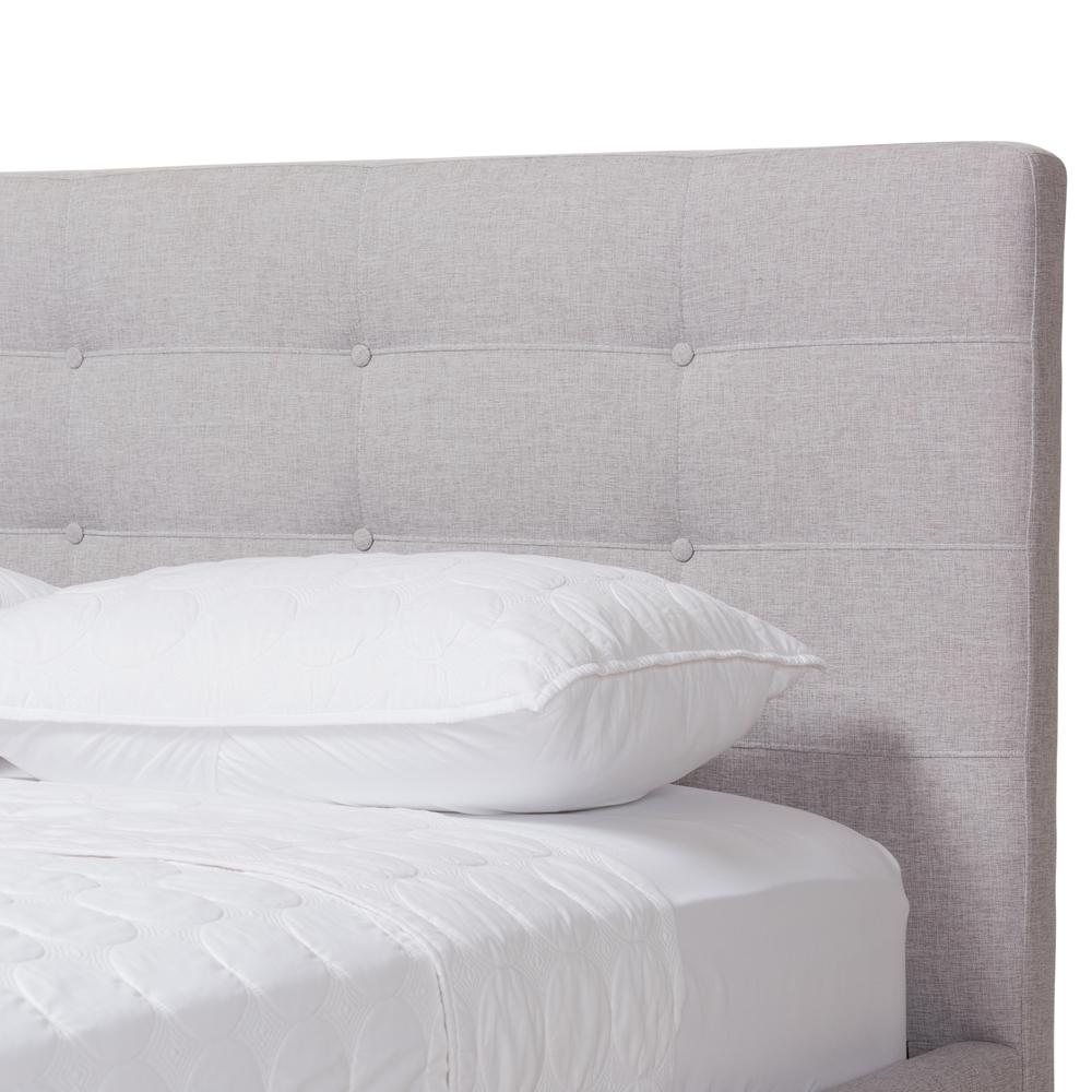 Baxton Studios Bed Baxton Studio Valencia Mid-Century Modern Greyish Beige Fabric Queen Size Platform Bed