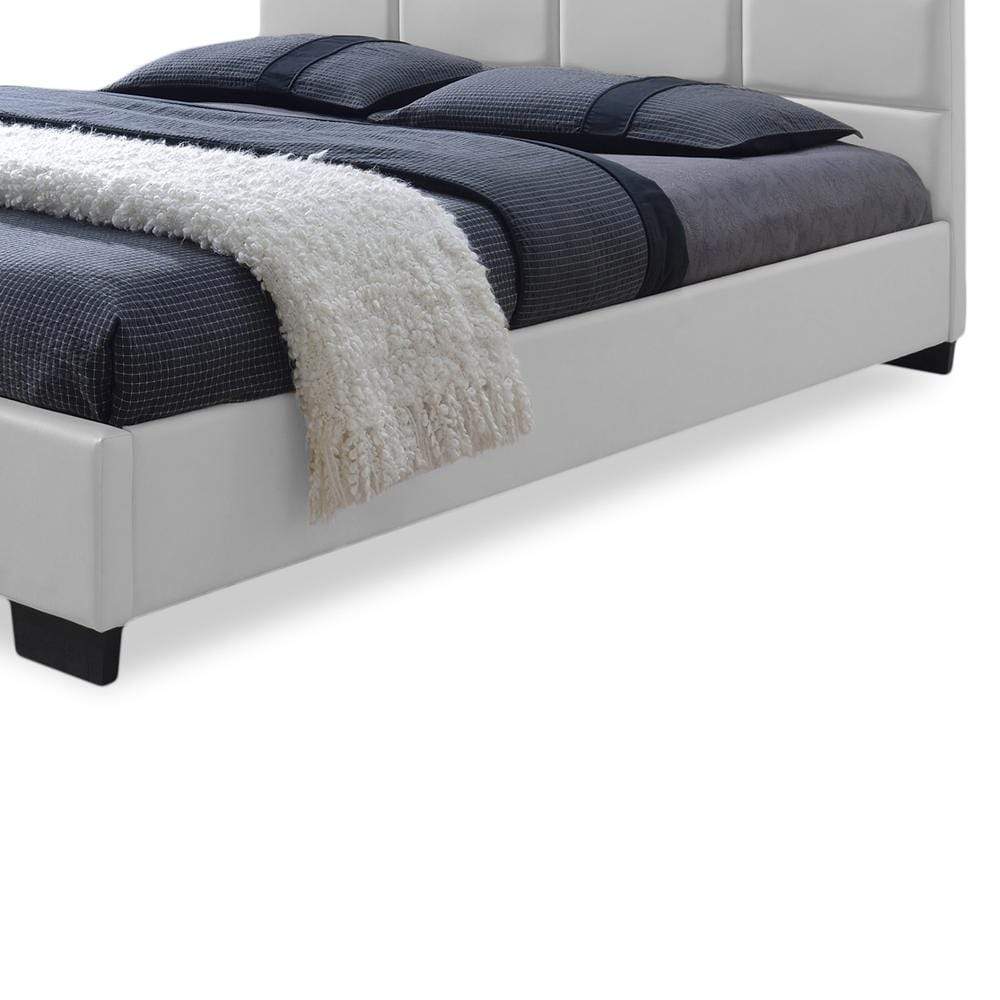Baxton Studios Bed Baxton Studio Vivaldi Modern and Contemporary White Faux Leather Padded Platform Base Queen Size Bed Frame