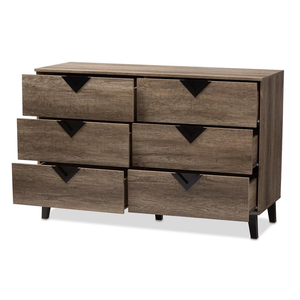 Baxton Studios Chests Baxton Studio Wales Modern and Contemporary Light Brown Wood 6-Drawer Chest