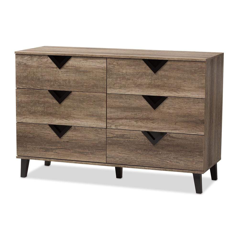 Baxton Studios Chests Baxton Studio Wales Modern and Contemporary Light Brown Wood 6-Drawer Chest