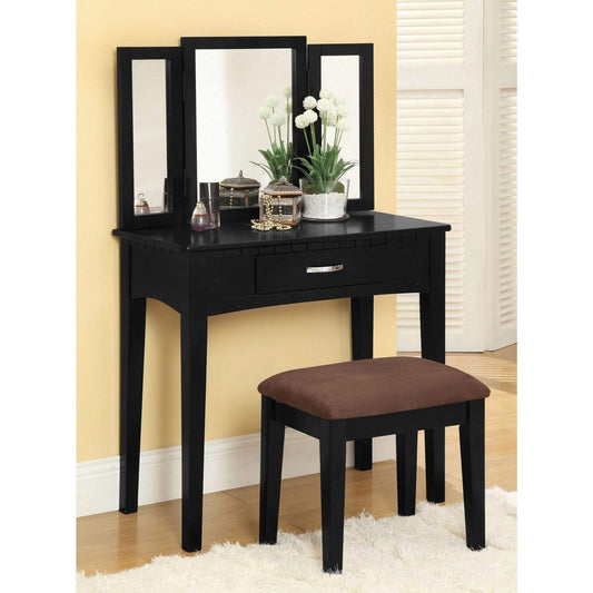 Furniture of America Vanity Balister Transitional Style Vanity Table & Stool Set Balister Transitional Style Vanity Table & Stool Set in Black