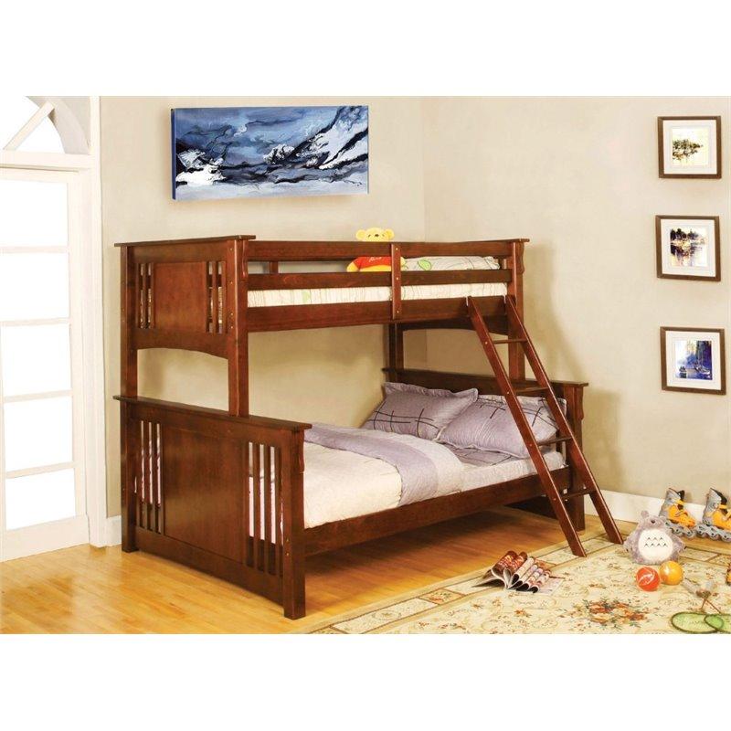 Furniture of America bunk bed Beyer Cottage Style Oak Twin Over Full Kids Bunk Bed Beyer Cottage Style Oak Twin Over Full Kids Bunk Bed