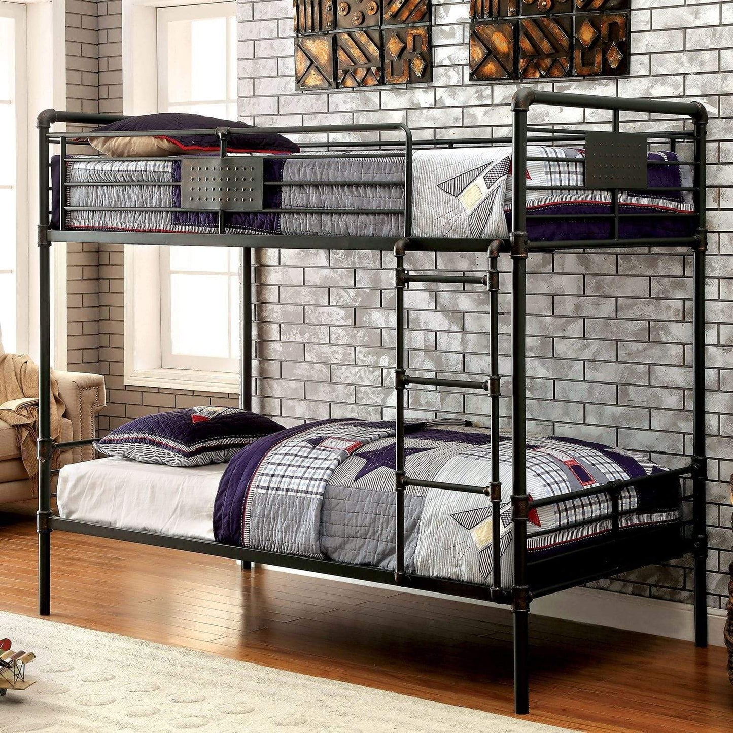 Furniture of America bunk bed Byron Industrial twin/ twin Bunk Bed Byron Industrial Twin / Twin Bunk Bed