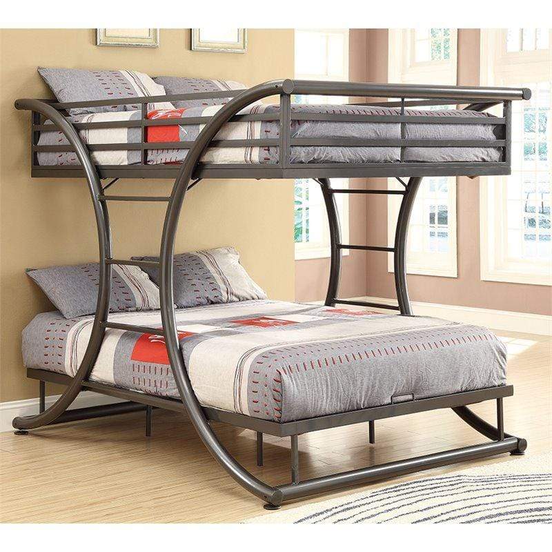 Furniture of America Bunk Bed Circa Contemporary Full  Over Full Bunk Bed in Gun Metal