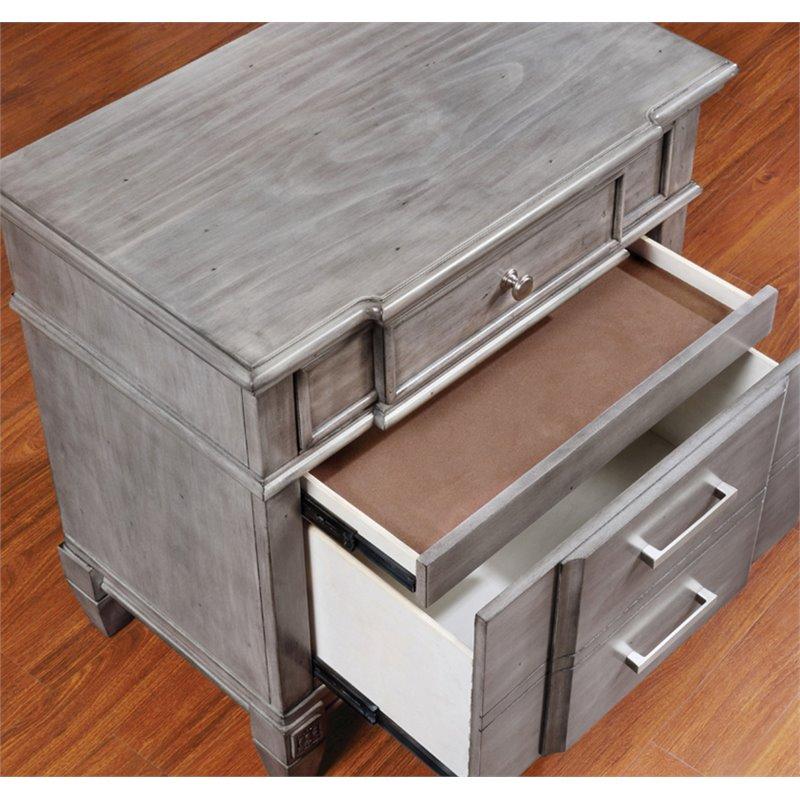 Furniture of America Nightstand Coster Transitional Style Gray, 3-Drawer Nightstand