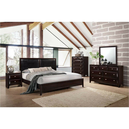 The Bedroom Emporium Boston Queen Bed with Faux Leather Headboard