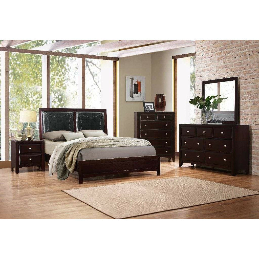The Bedroom Emporium Queen Boston Queen Bed with Faux Leather Headboard