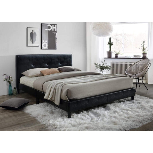MYCO Bed full / black / faux leather Jester Tufted Black Full Platform Bed in Faux Leather
