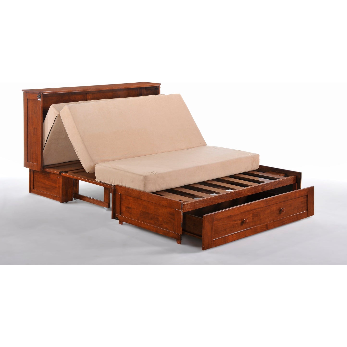 Night and Day Clover Murphy Cabinet Bed in Cherry Finish with Mattress