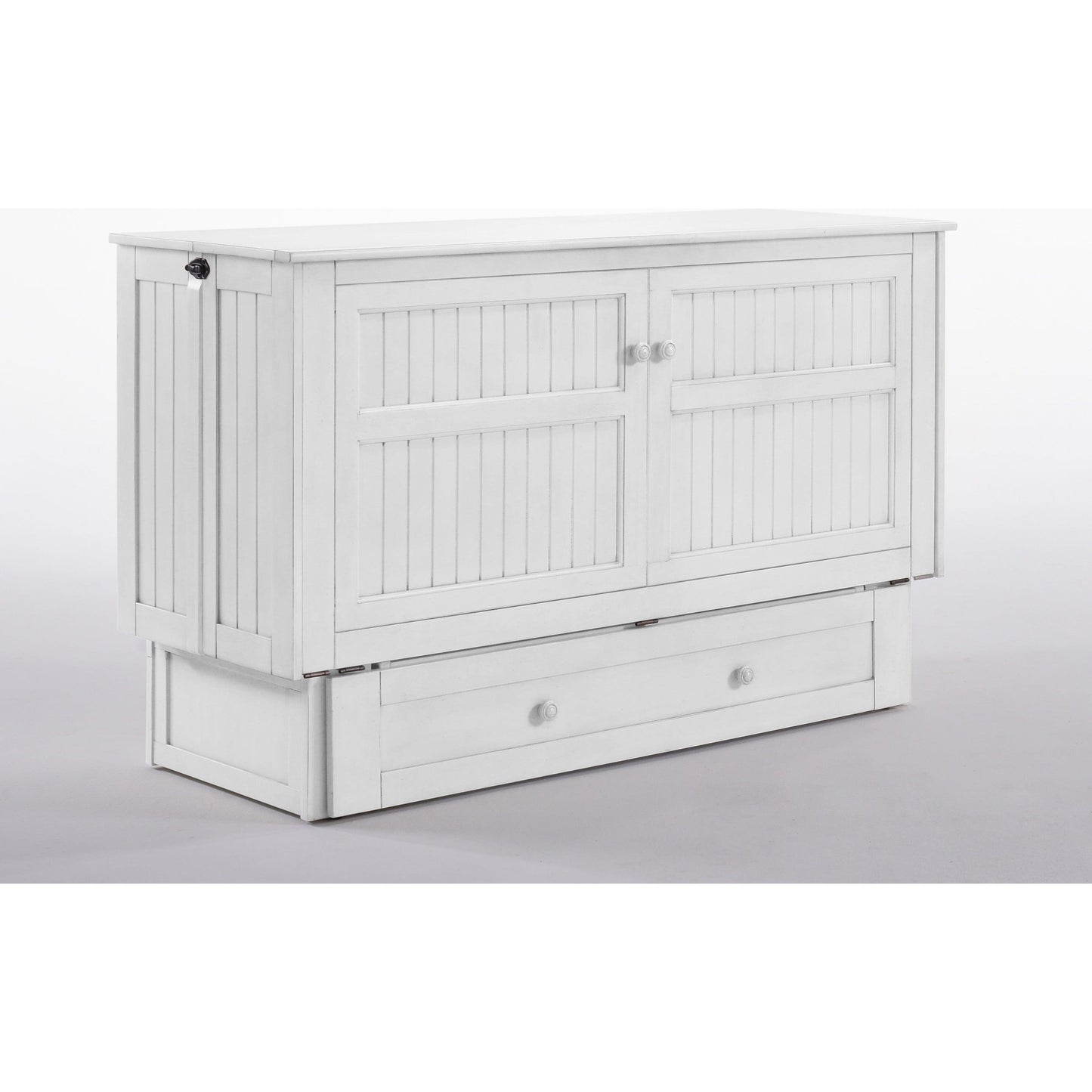 Night and Day Daisy Murphy Cabinet Bed with Mattress White MUR-DSY-QEN-WH-COM