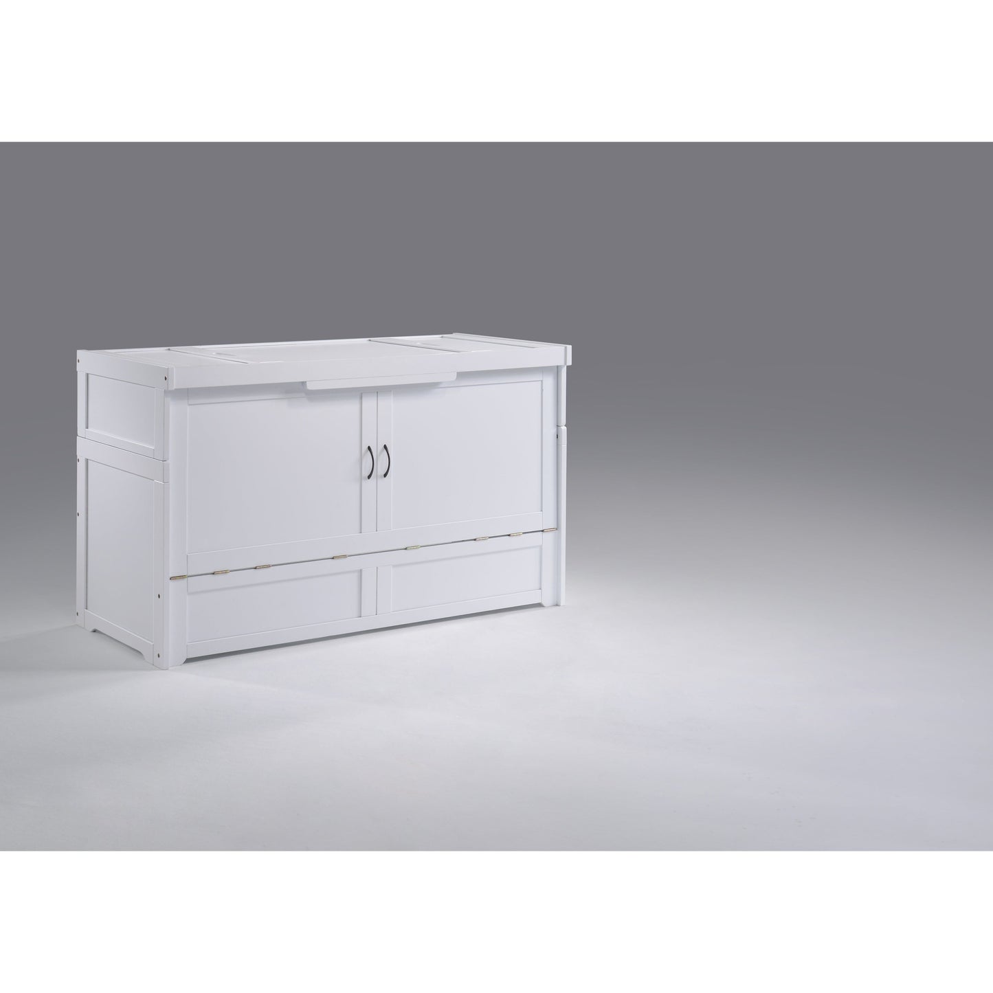 Night and Day Murphy Cube (original) Cabinet Bed with Mattress White MUR-CUB-QEN-WH-COM