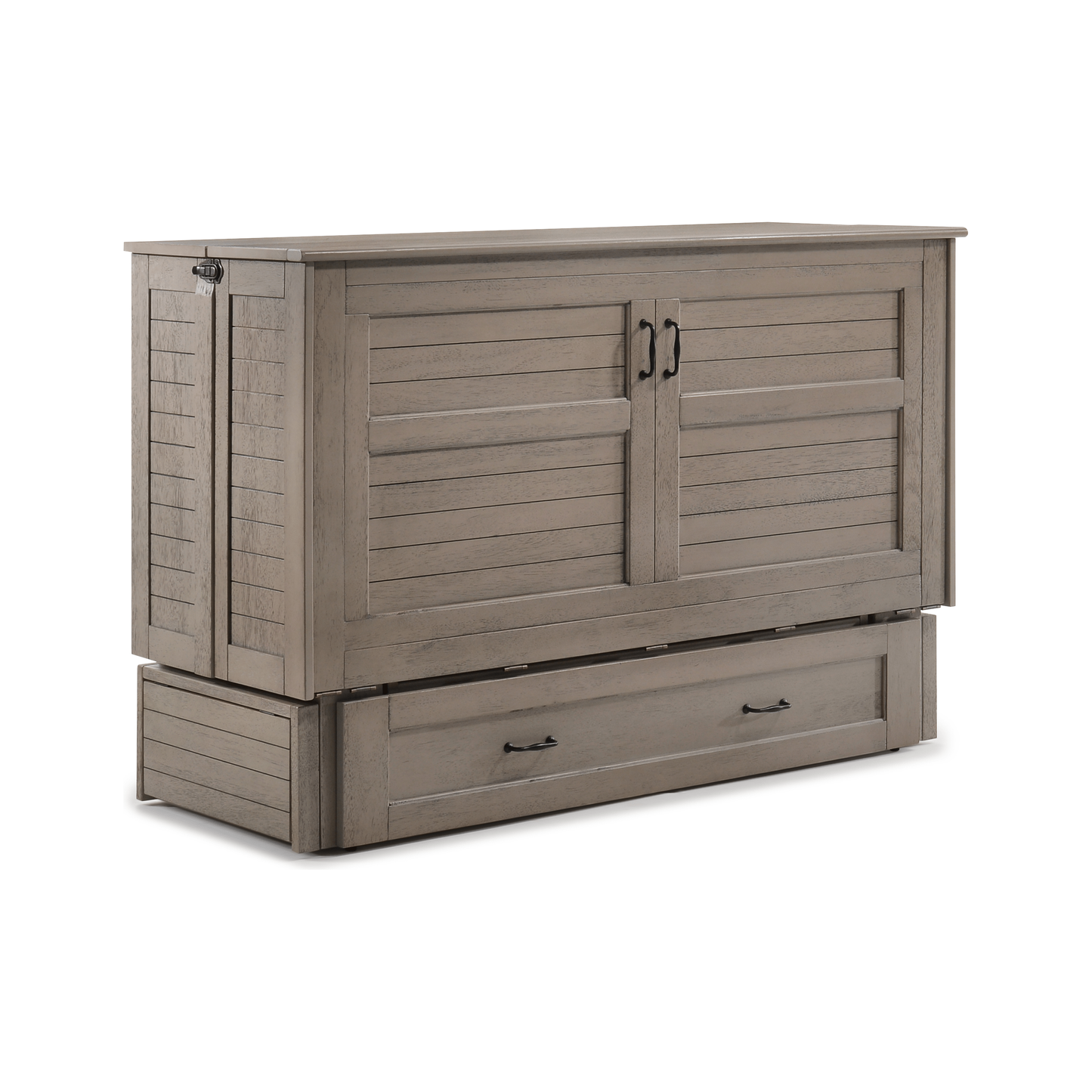 Night and Day Poppy Murphy Cabinet Bed with Mattress Brushed Driftwood MUR-POP-QEN-BDR-COM